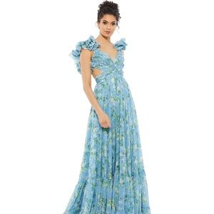 Mac Duggal Blue Chiffon Dresss with flaws. Size 2.